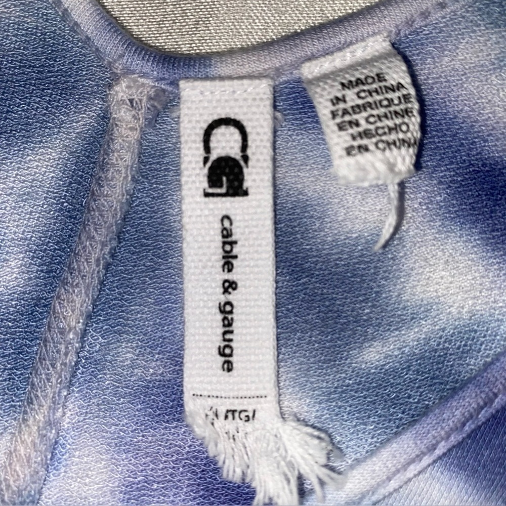Cable & Gauge Sz XL Tie-Dye Sleeveless A-line Dress Blue/White V-Necks - Picture 3 of 11